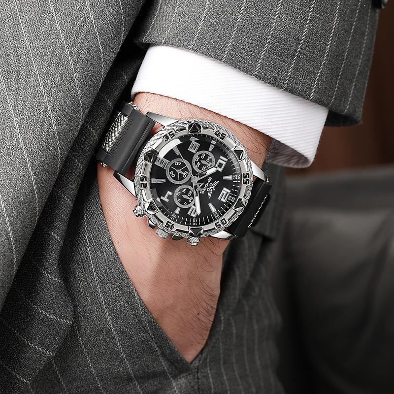 Six-Piece Boxed Watch Men's Steel Band Fashion Party Dress Watch Men's Gift