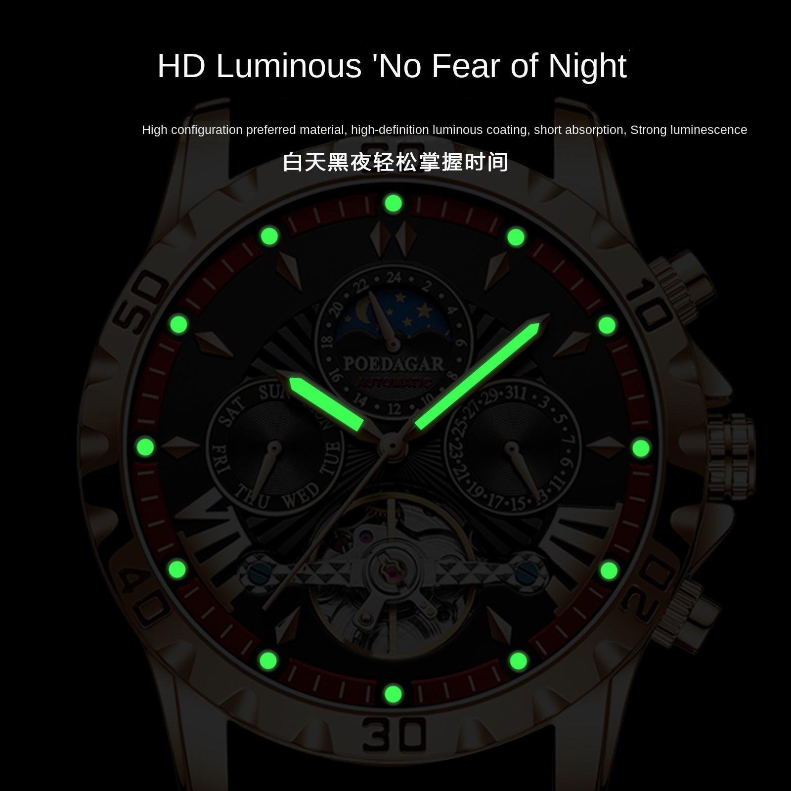 Swiss Brand Waterproof Automatic Mechanical Watch for Men