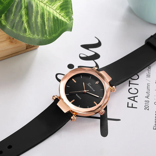 Fashion ladies wrist watches clock Round glass silicone